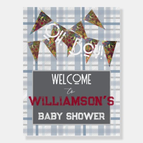 Oh Boy handpainted bunting Baby Shower Welcome  Foam Board