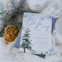 Oh Boy invitation, Winter baby shower Invitation