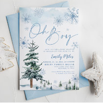 Oh Boy invitation, Winter baby shower Invitation