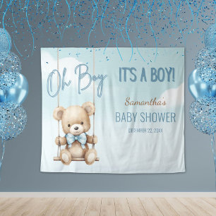 Oh Boy It's A Boy Bear Baby Shower Backdrop