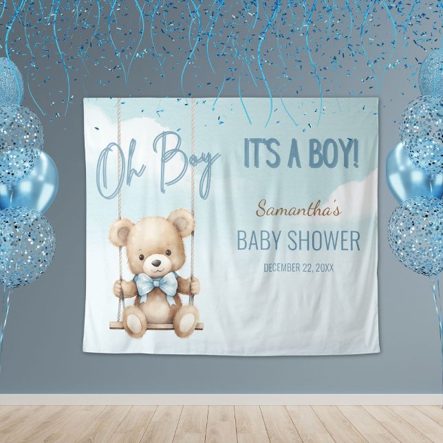 Oh Boy It's A Boy Bear Baby Shower Backdrop (Creator Uploaded)