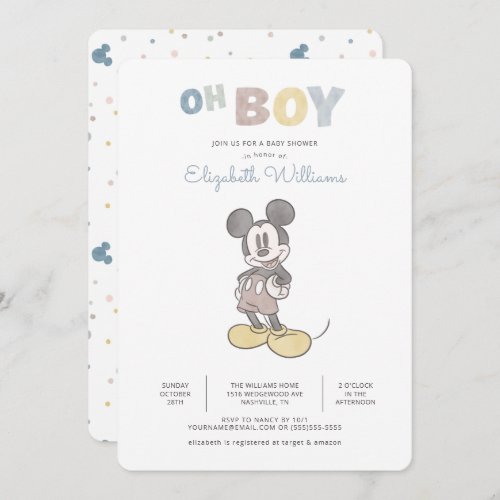 Oh Boy Its a Boy Mickey Mouse Baby Shower Invitation