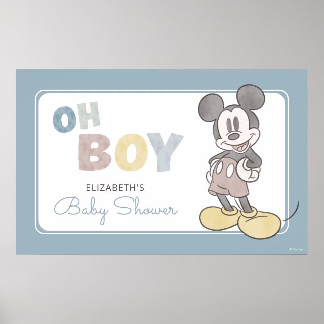 Oh Boy, It's a Boy! Mickey Mouse Baby Shower Poster (Front)
