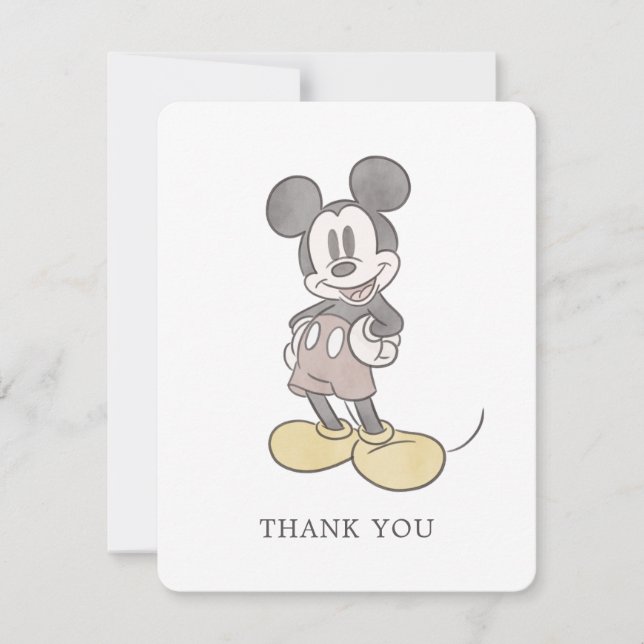 Oh Boy, It's a Boy! Mickey Mouse Baby Shower Thank You Card (Front)