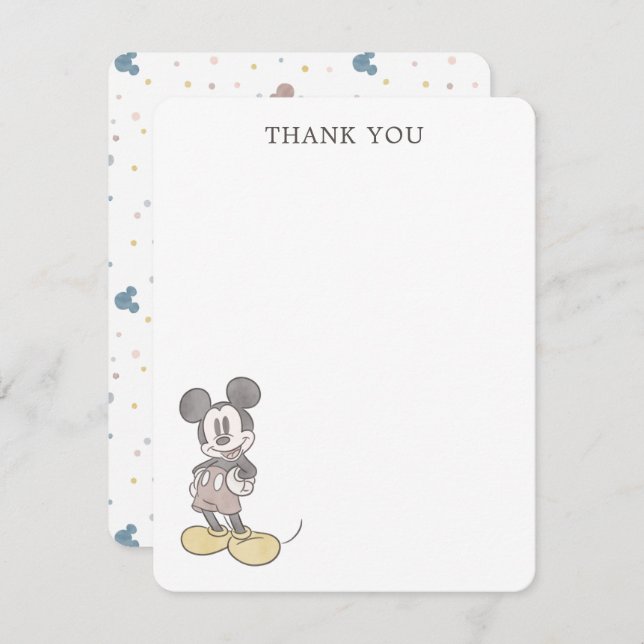 Oh Boy, It's a Boy! Mickey Mouse Baby Shower Thank You Card (Front/Back)