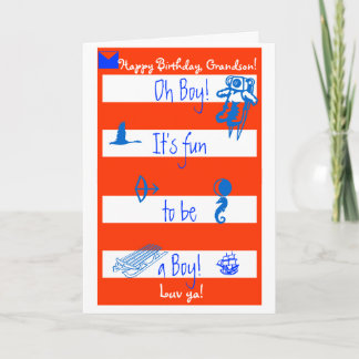 Oh Boy! It's fun to be a boy! Happy B-day Grands Card