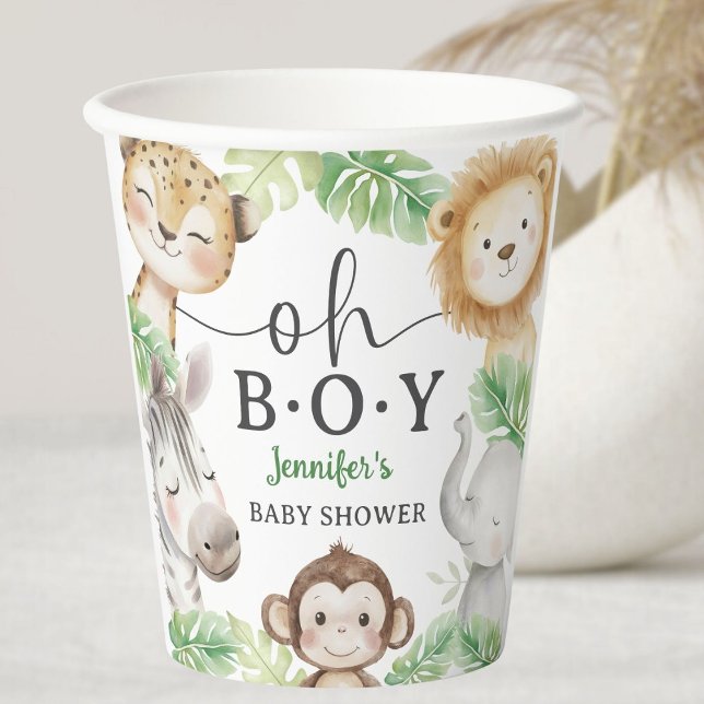 Oh Boy Jungle Baby Shower Safari Animals  Paper Cups (Creator Uploaded)