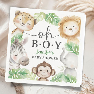 Oh Boy Jungle Baby Shower Safari Animals Paper Napkins