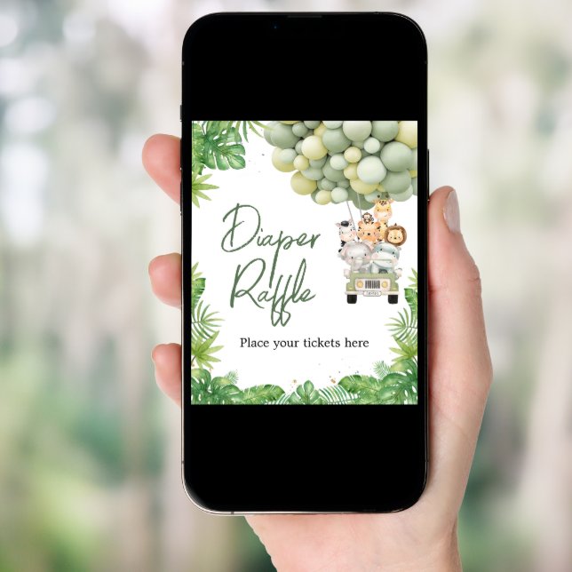 Oh Boy Jungle Safari Baby Shower Diaper Raffle Poster (Front Digital)