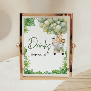 Oh Boy Jungle Safari Baby Shower Drinks Sign