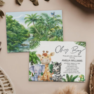 Oh Boy Jungle Safari Baby Shower Green Invitation