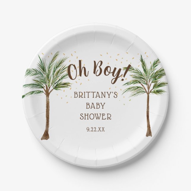 Oh Boy Jungle Safari Baby Shower Paper Plates (Front)