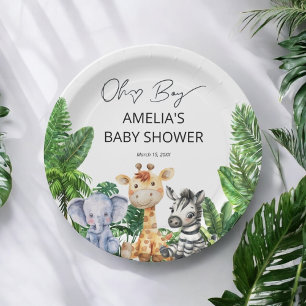 Oh Boy Jungle Safari Baby Shower Tropical Paper Pl Paper Plates