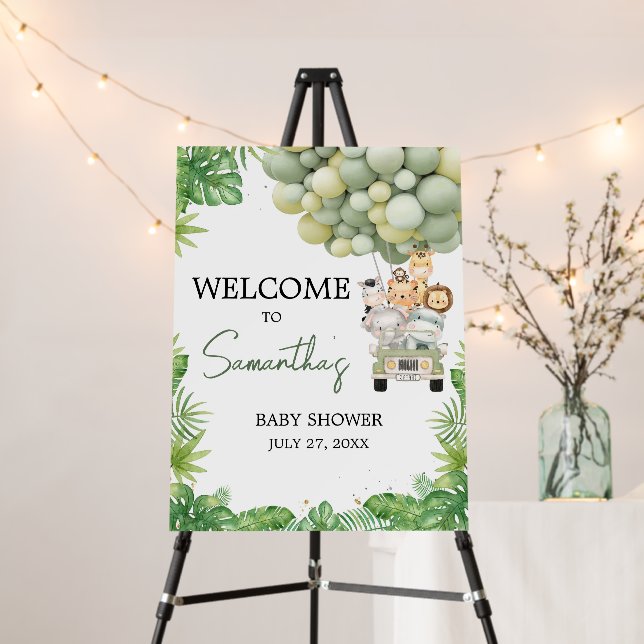 Oh Boy Jungle Safari Baby Shower Welcome Sign (In Situ (Stand))