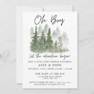 "Oh Boy, Let the Adventure Begin" Baby Shower Invitation
