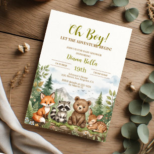 Oh Boy Let The Adventure Begin Woodland Invitation