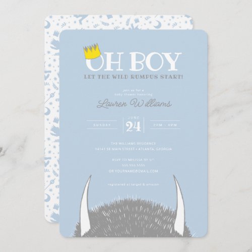 Oh Boy  Let the Wild Rumpus Start Baby Shower Invitation