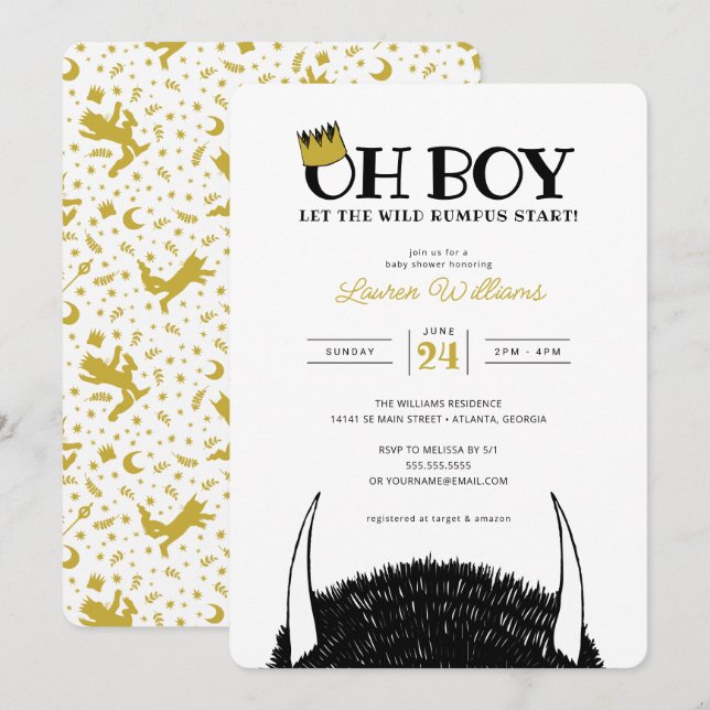 Oh Boy | Let the Wild Rumpus Start Baby Shower Invitation (Front/Back)
