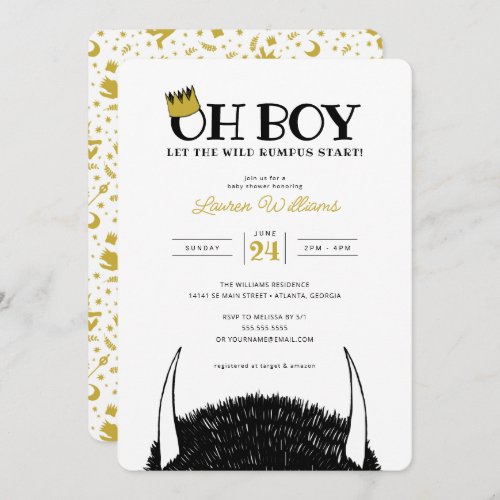 Oh Boy  Let the Wild Rumpus Start Baby Shower Invitation