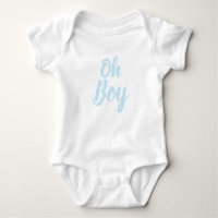 Oh Boy light blue script baby shower gender reveal