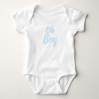 Oh Boy light blue script baby shower gender reveal