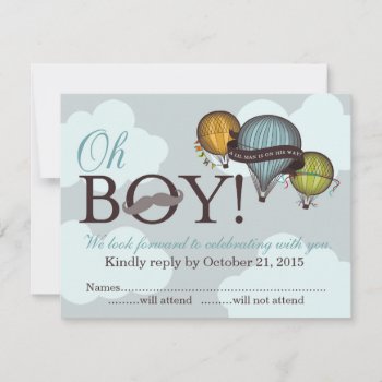 Oh Boy Lil Man Hot Air Balloon Rsvp Card by SweetPeaCards at Zazzle