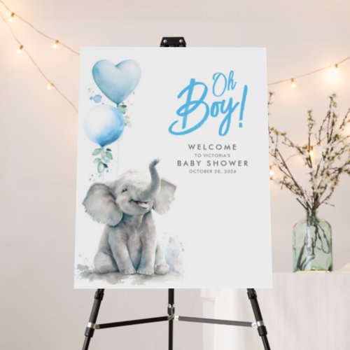 Oh Boy Little Elephant Baby Shower Welcome Sign