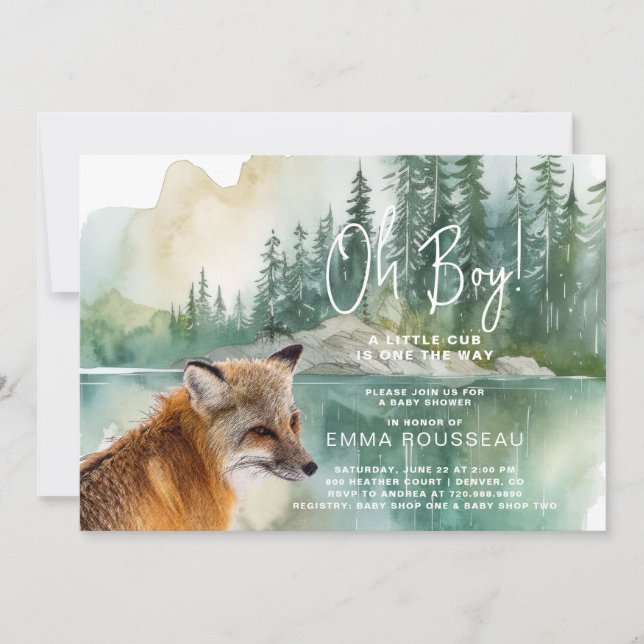 Oh Boy Little Fox Baby Shower Invitation (Front)