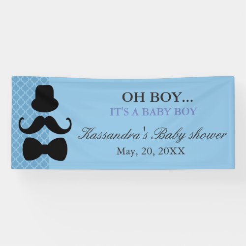 OH BOY Little Man Mustache Baby Boy Shower Banner