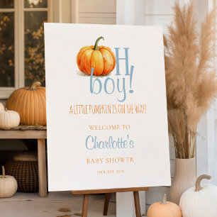 Oh Boy Little Pumpkin Baby Shower Welcome Sign