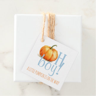 Oh Boy Little Pumpkin Blue Boy Baby Shower Favor Tags