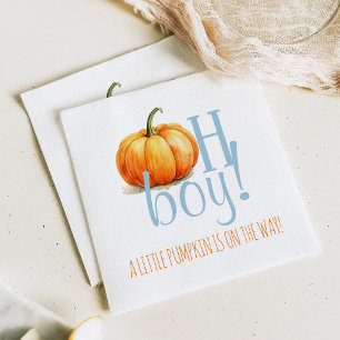 Oh Boy Little Pumpkin Blue Boy Baby Shower Napkins