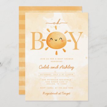 Oh Boy Little Ray Of Sunshine Sun Baby Shower Invitation by PerfectPrintableCo at Zazzle