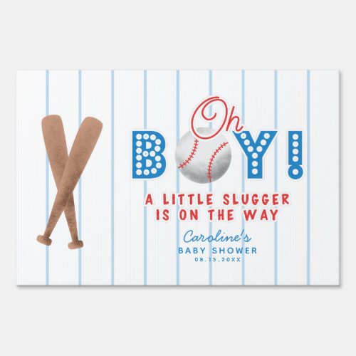 Oh Boy Little Slugger Baseball Baby Shower Sign
