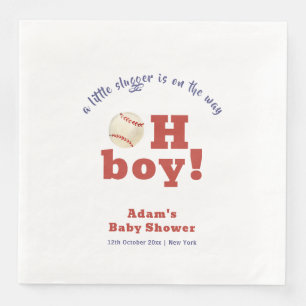 Oh Boy Little Slugger Baseball Sport Baby Shower  Paper Dinner Napkins
