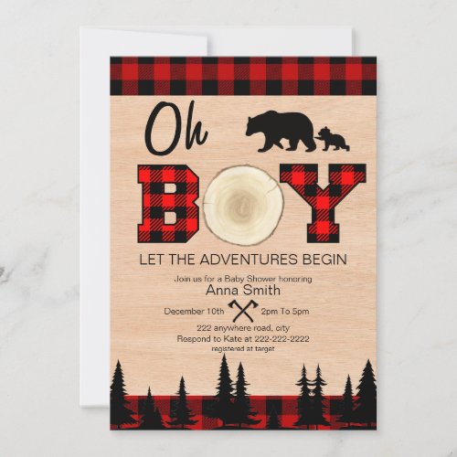 Oh Boy Lumberjack Baby Shower invitation
