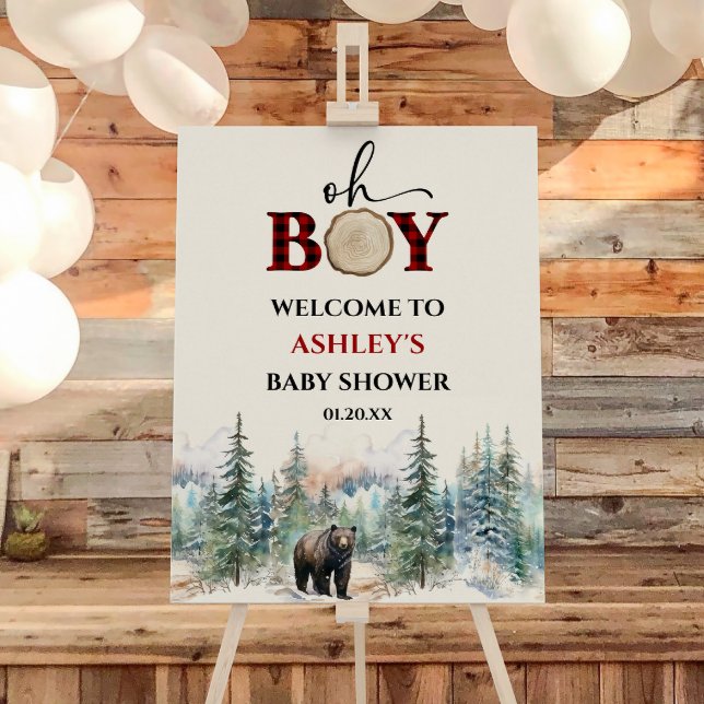 Oh Boy Lumberjack Bear Baby Shower Welcome Sign (Creator Uploaded)