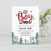 Oh Boy Lumberjack Forest Baby Shower Invitation (Standing Front)