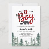 Oh Boy Lumberjack Forest Baby Shower Invitation (Front)