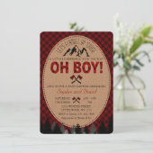 Oh Boy Lumberjack Red Buffalo Baby Shower Invite (Standing Front)