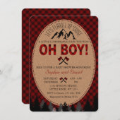 Oh Boy Lumberjack Red Buffalo Baby Shower Invite (Front/Back)
