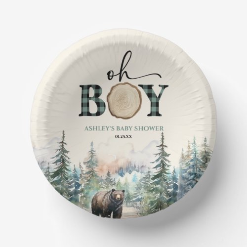 Oh Boy Lumberjack Woodland Forest Bear Baby Shower Paper Bowls