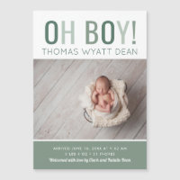 Oh Boy Magnetic Photo Birth Announcement