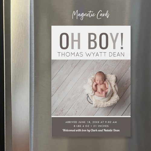 Oh Boy Magnetic Photo Birth Announcement