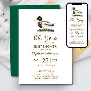 Oh Boy Mallard Duck Baby Shower Invitation