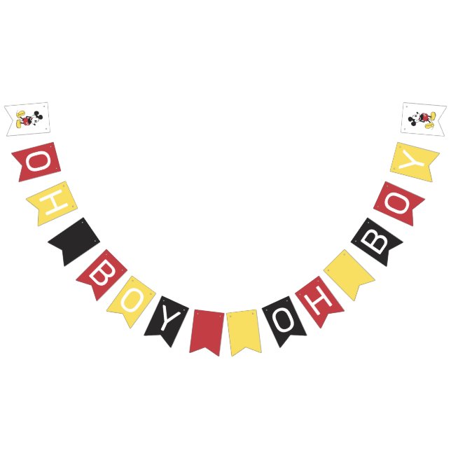 Oh Boy - Mickey Mouse Baby Shower Bunting Flags (All)
