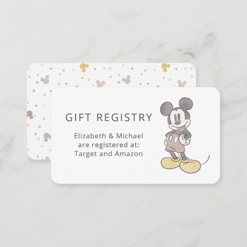 Oh Boy Mickey Mouse  Baby Shower Gift Registry Enclosure Card