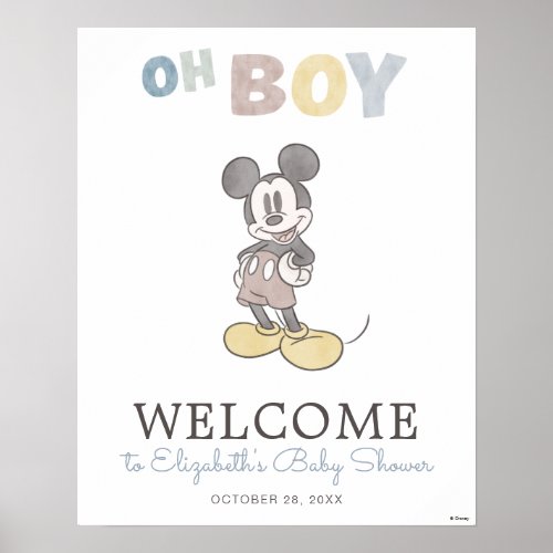 Oh Boy Mickey Mouse Baby Shower Welcome Sign
