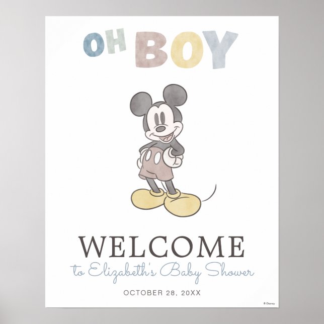 Oh Boy Mickey Mouse Baby Shower Welcome Sign (Front)