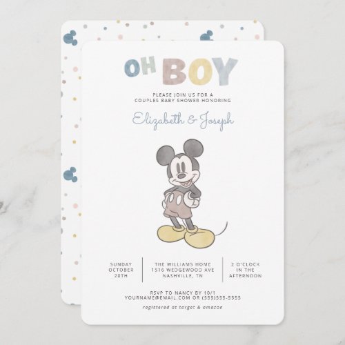 Oh Boy Mickey Mouse Couples Baby Shower Invitation